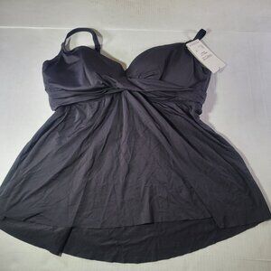 Coco Reef Swimwear Contours Shapemaker Tankini Top In Black Size 16/40D